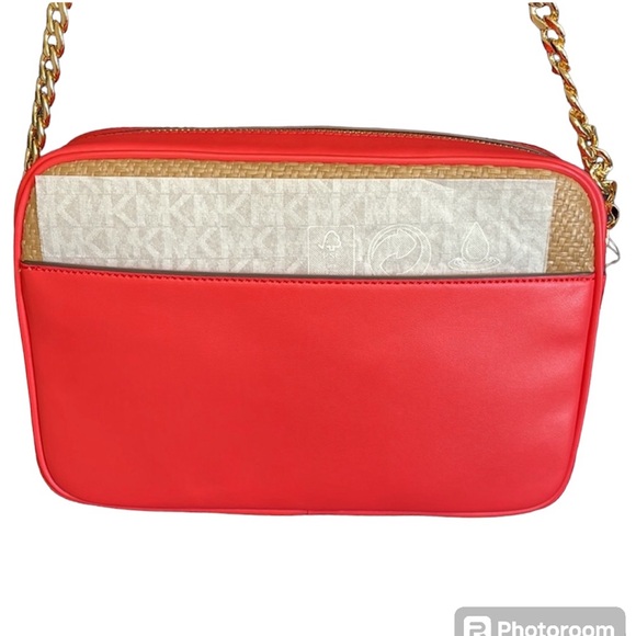 Michael Kors NWT! Jet Set Large East West Crossbody Bag - Straw Embroidered Logo - Picture 7 of 12